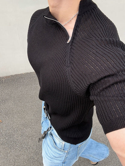 Vogue Diagonal Zip Linen Knit