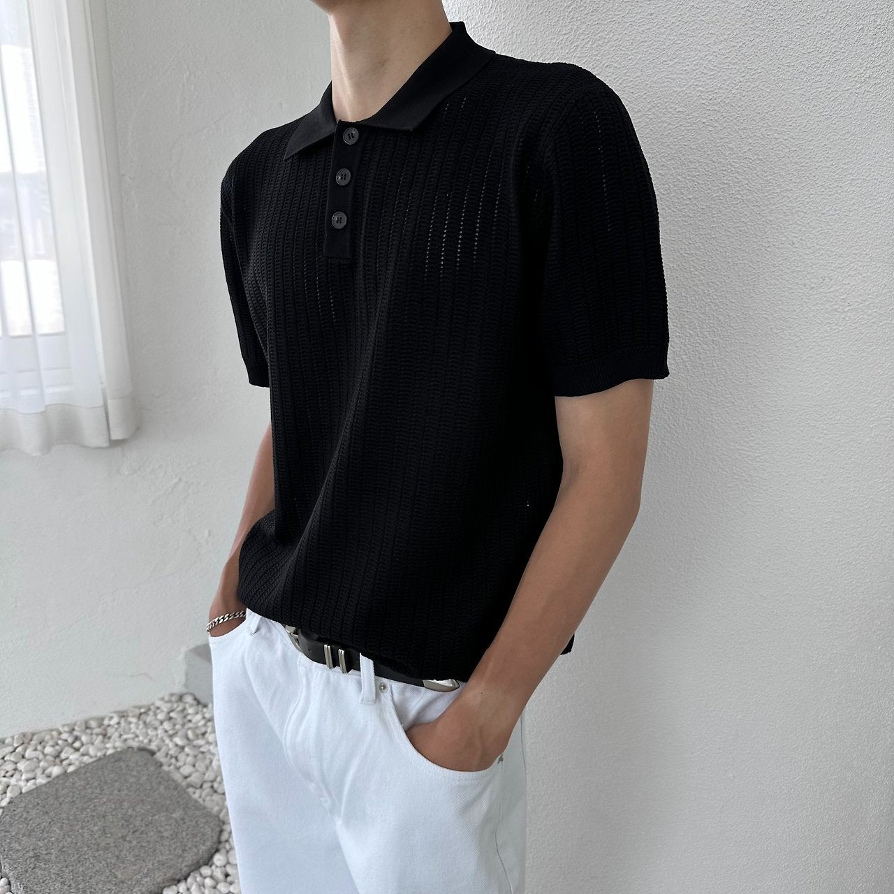 Honeycomb Knit Polo