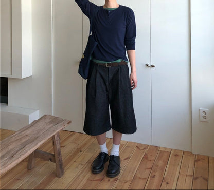 Non-Fade Denim Bermuda Pants