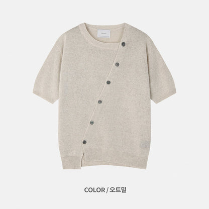 Diagonal Button Knit Tee