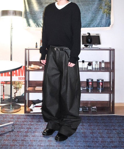 Herringbone Two-Tuck Wide Slacks
