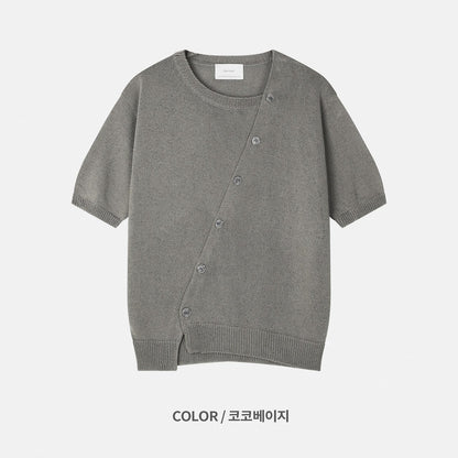 Diagonal Button Knit Tee