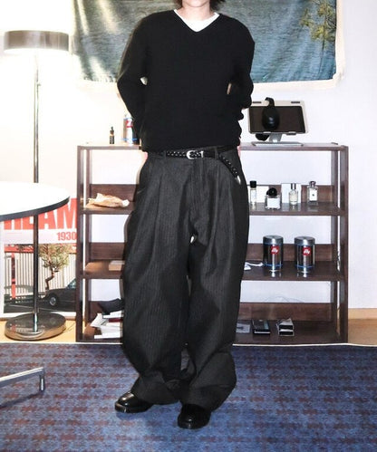 Herringbone Two-Tuck Wide Slacks