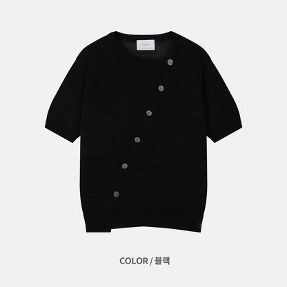 Diagonal Button Knit Tee