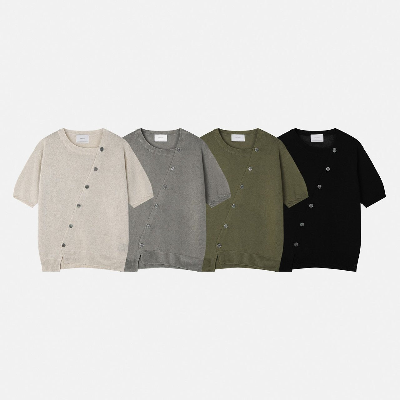 Diagonal Button Knit Tee