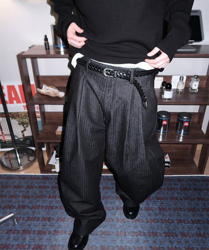 Herringbone Two-Tuck Wide Slacks