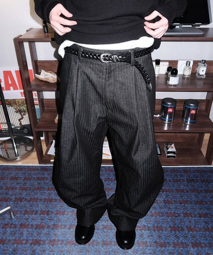 Herringbone Two-Tuck Wide Slacks