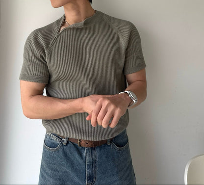 Vogue Diagonal Zip Linen Knit