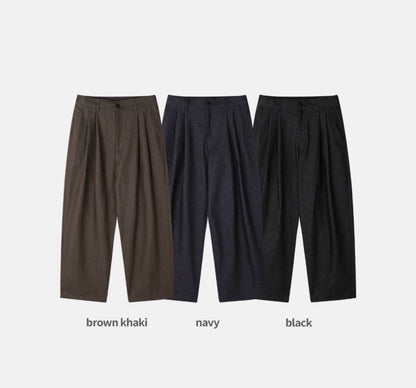 Herringbone Two-Tuck Wide Slacks