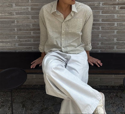 Warm Stripe Crop Shirt