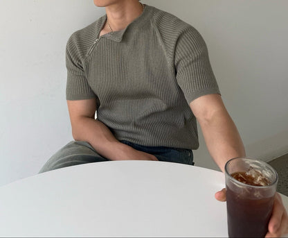 Vogue Diagonal Zip Linen Knit