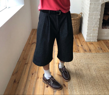 Non-Fade Denim Bermuda Pants