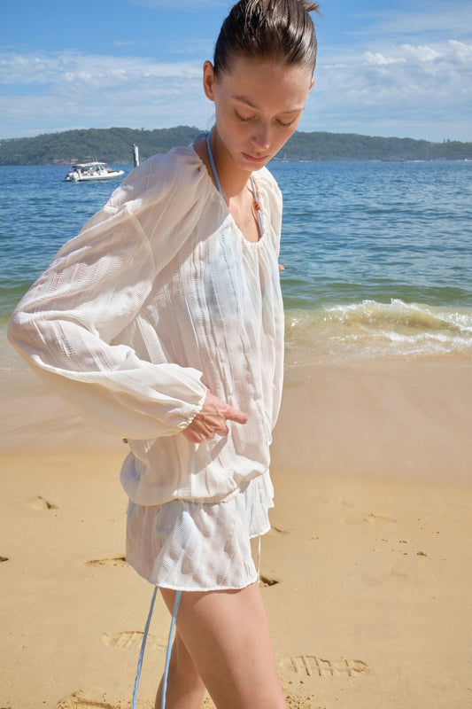Shirring Half Blouse