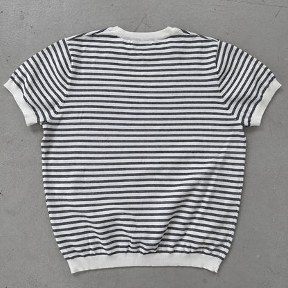 Fine Stripe Half Sleeve Round Knit