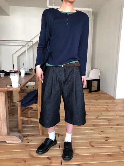 Non-Fade Denim Bermuda Pants