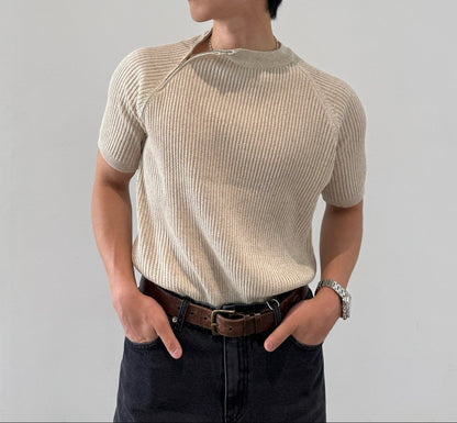 Vogue Diagonal Zip Linen Knit