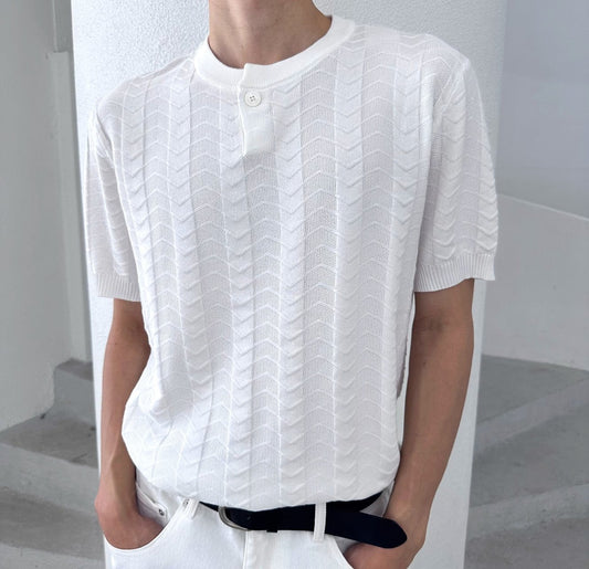 Chevron One Button Henley Knit