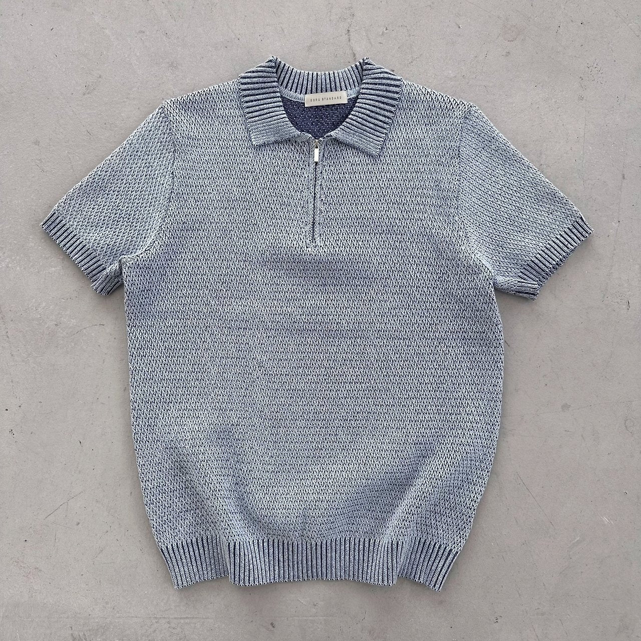 Two-Tone Zip Collar Knit Polo