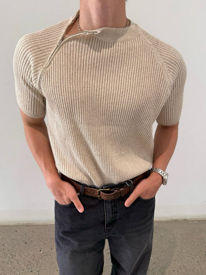 Vogue Diagonal Zip Linen Knit
