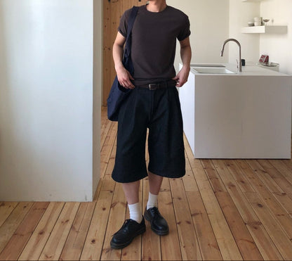 Non-Fade Denim Bermuda Pants