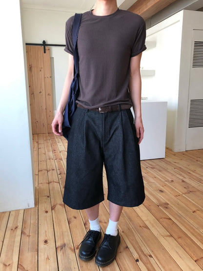Non-Fade Denim Bermuda Pants
