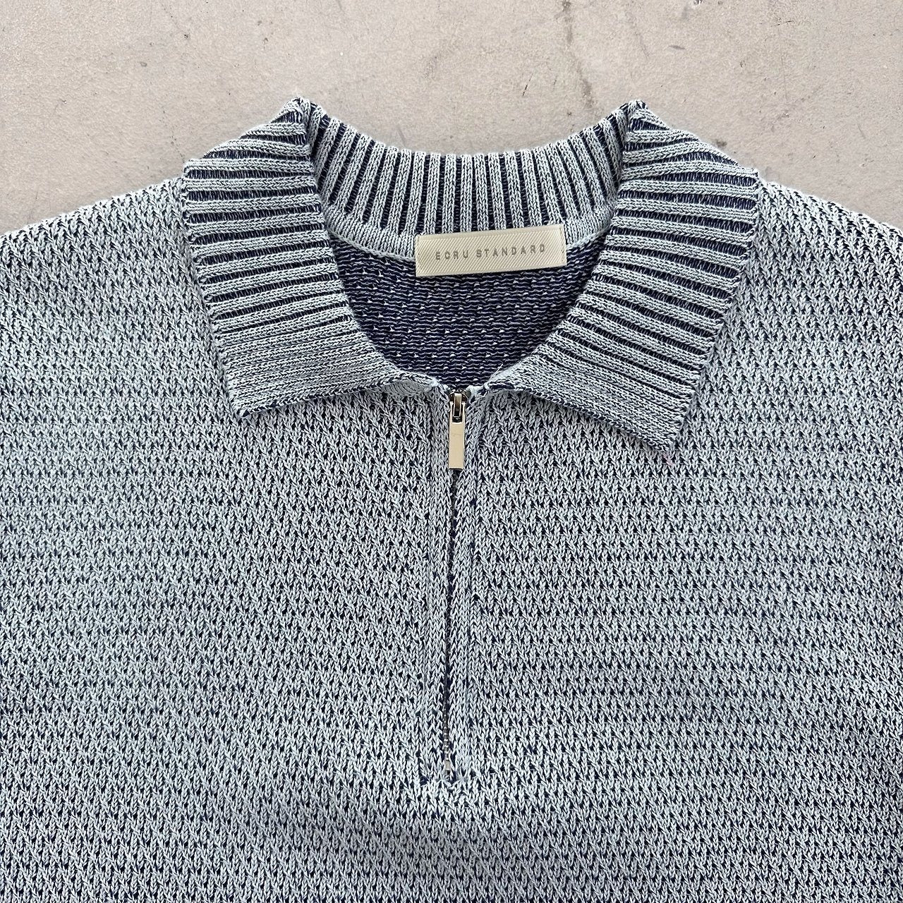 Two-Tone Zip Collar Knit Polo