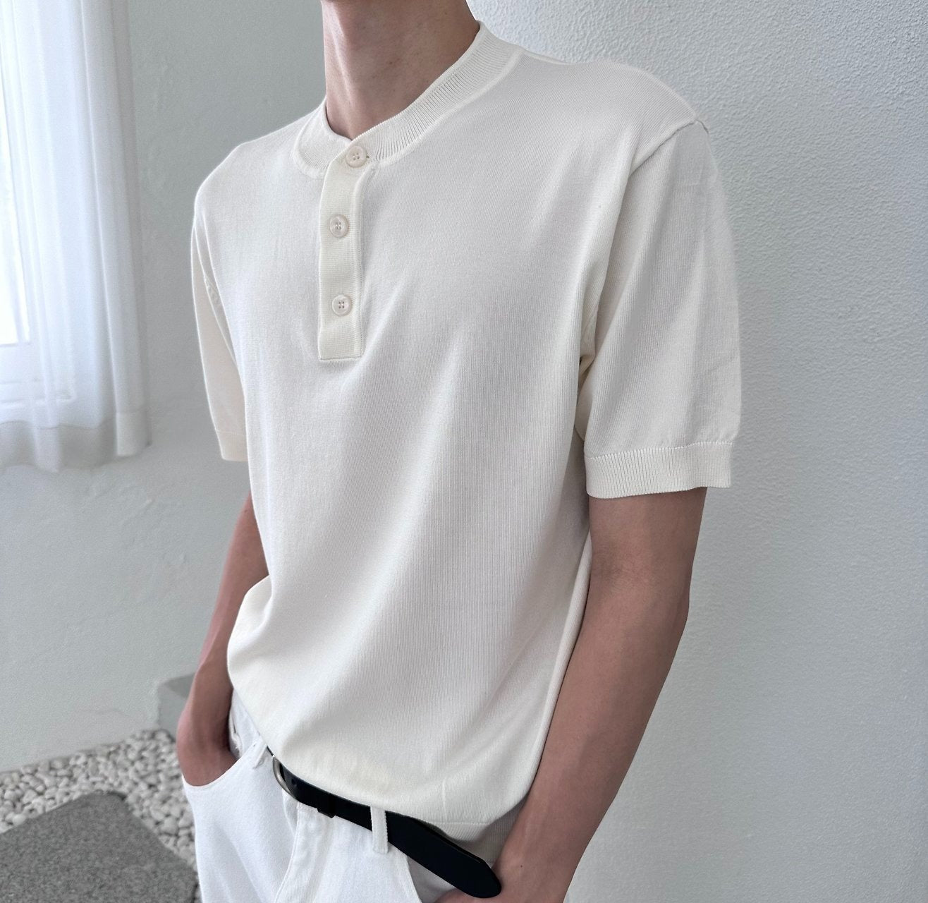 Lyocell 3-Button Henley Knit