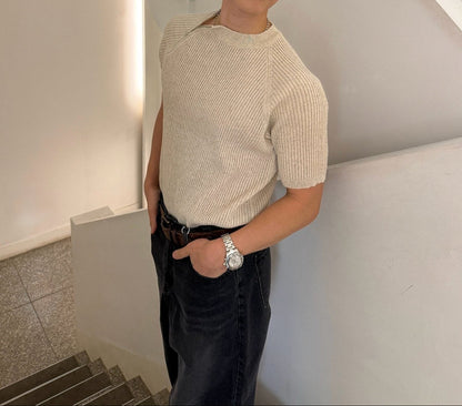 Vogue Diagonal Zip Linen Knit