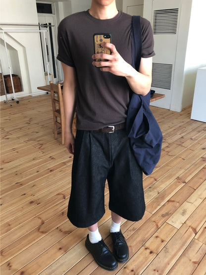 Non-Fade Denim Bermuda Pants