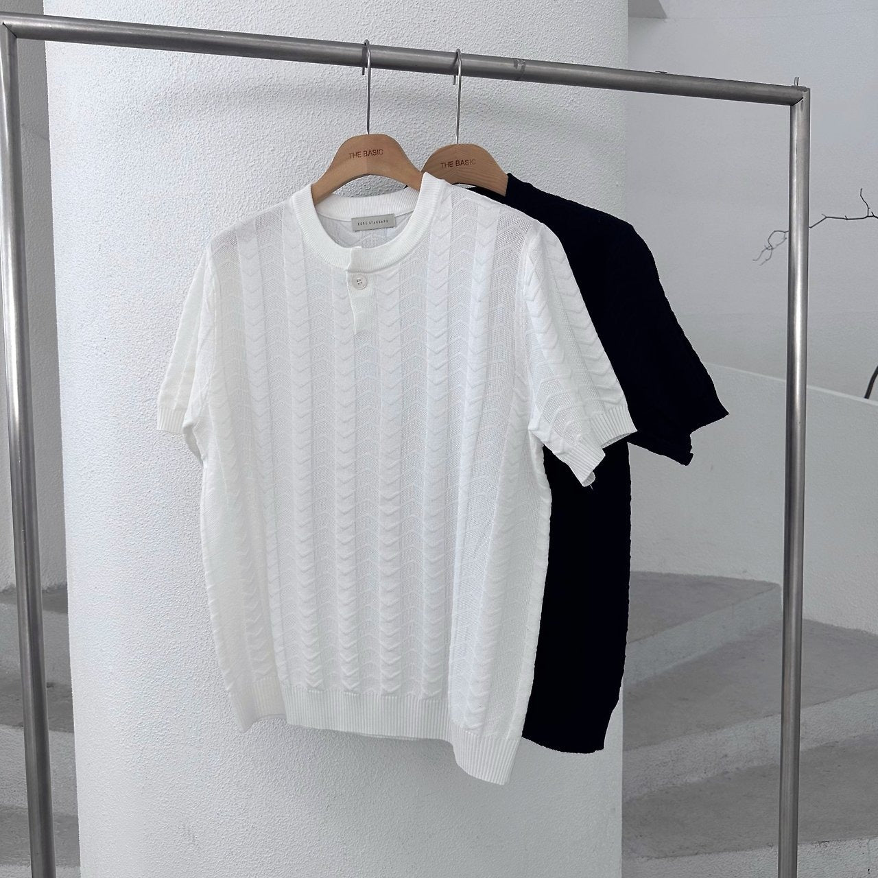 Chevron One Button Henley Knit