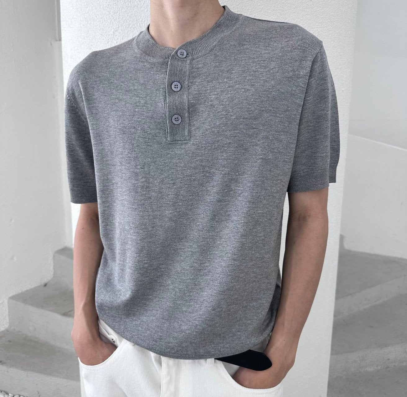 Lyocell 3-Button Henley Knit