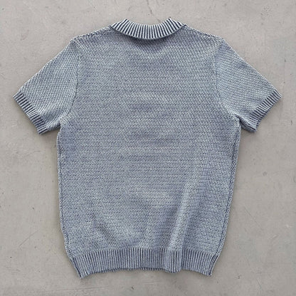 Two-Tone Zip Collar Knit Polo