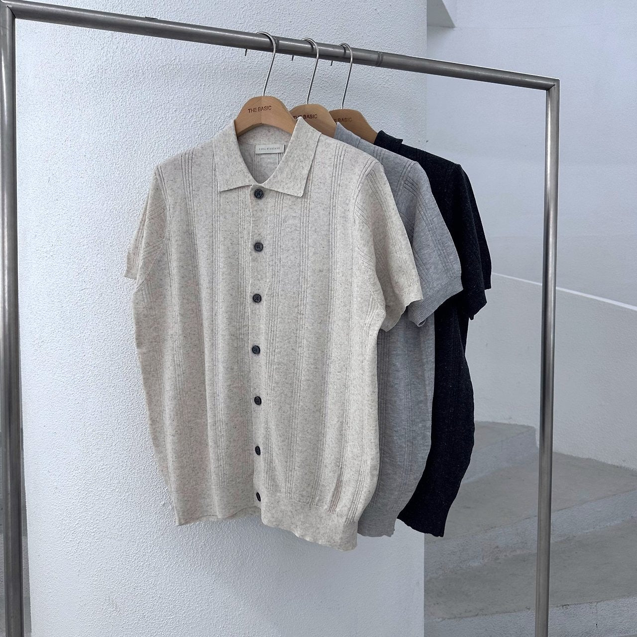 Linen Touch Half Sleeve Collar Cardigan