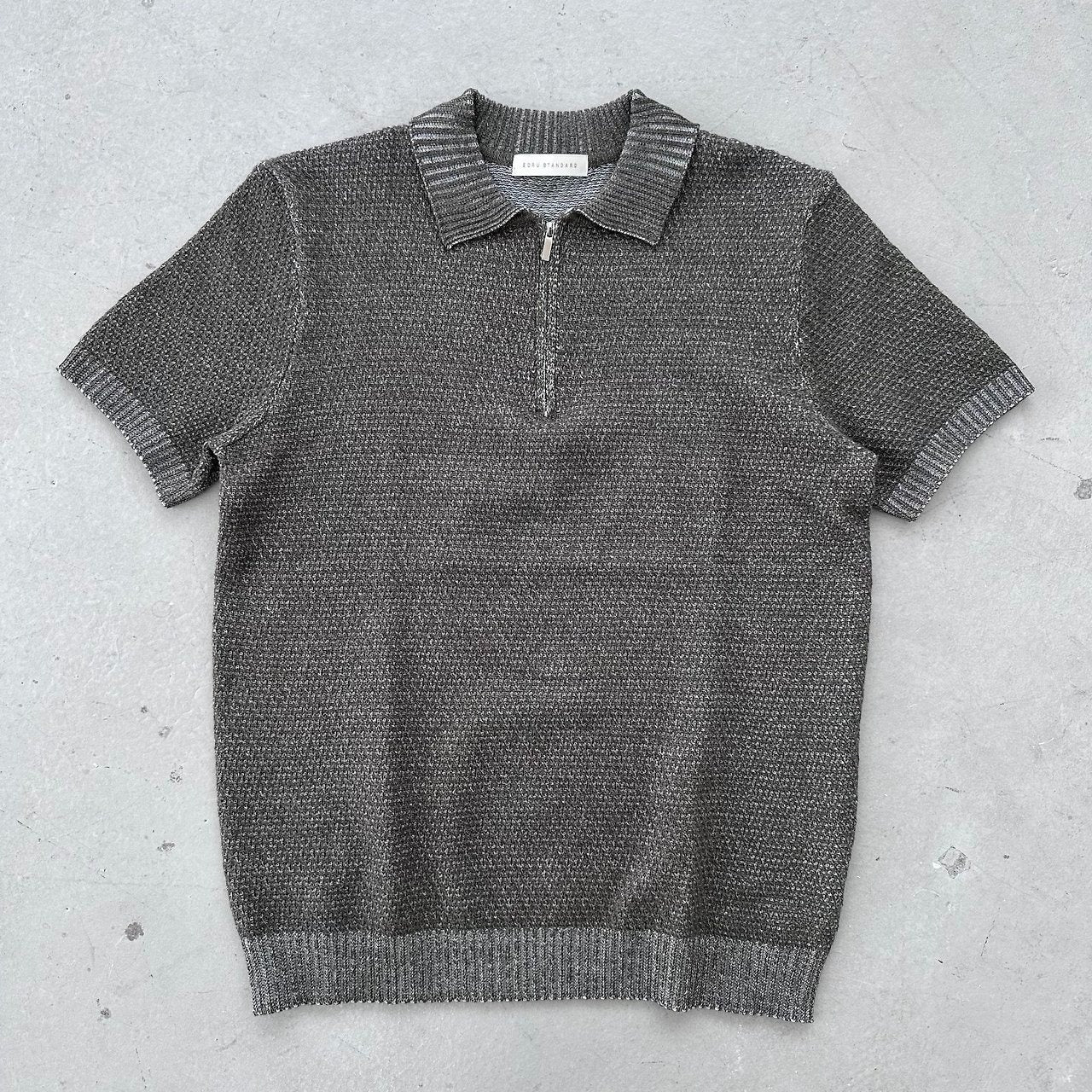 Two-Tone Zip Collar Knit Polo