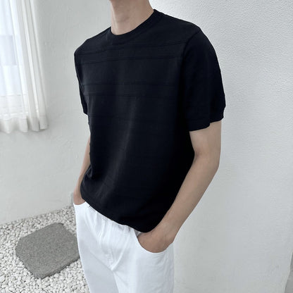Emboss Line Half Sleeve Knit