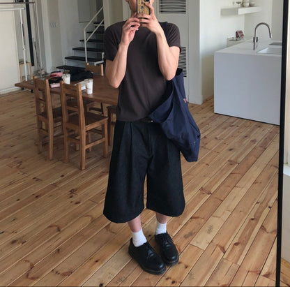 Non-Fade Denim Bermuda Pants