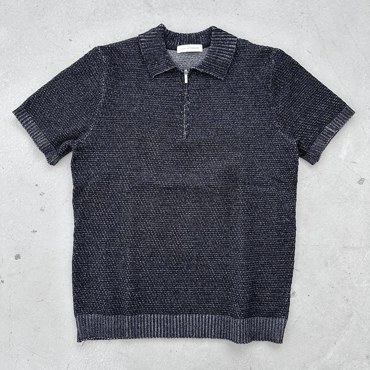 Two-Tone Zip Collar Knit Polo