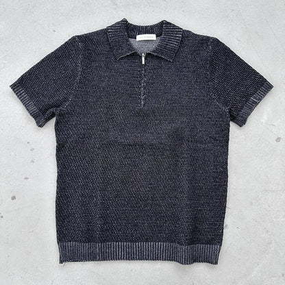 Two-Tone Zip Collar Knit Polo