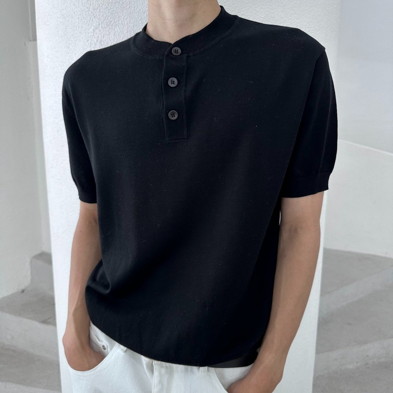 Lyocell 3-Button Henley Knit