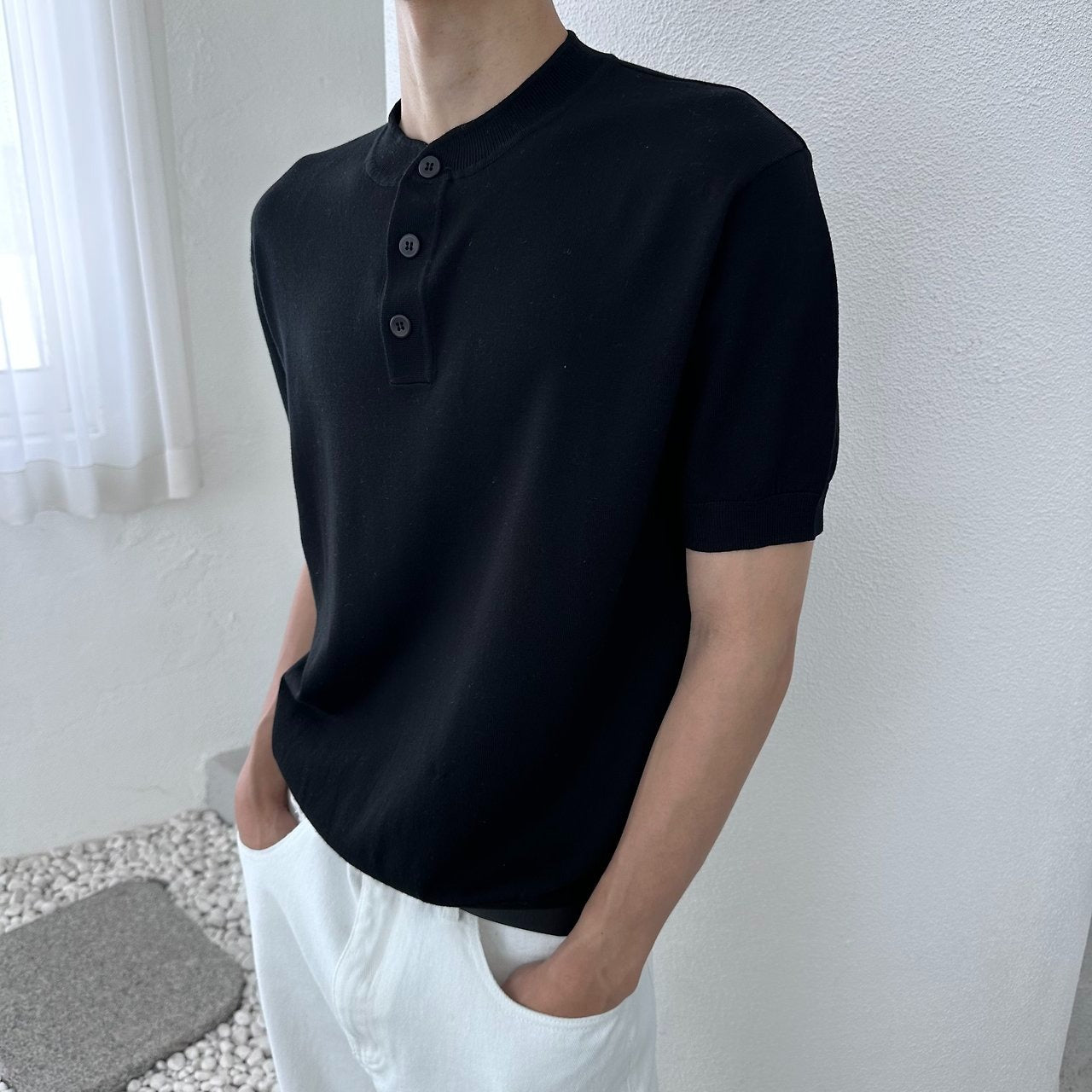 Lyocell 3-Button Henley Knit