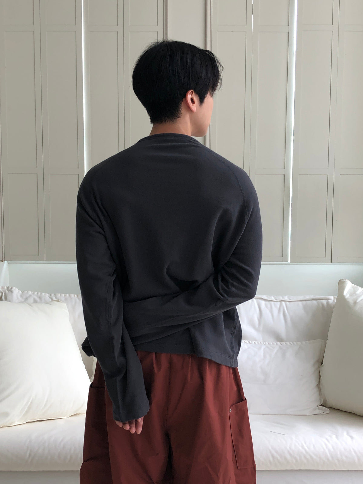 Soft Raglan Long Sleeve CHARCOAL back