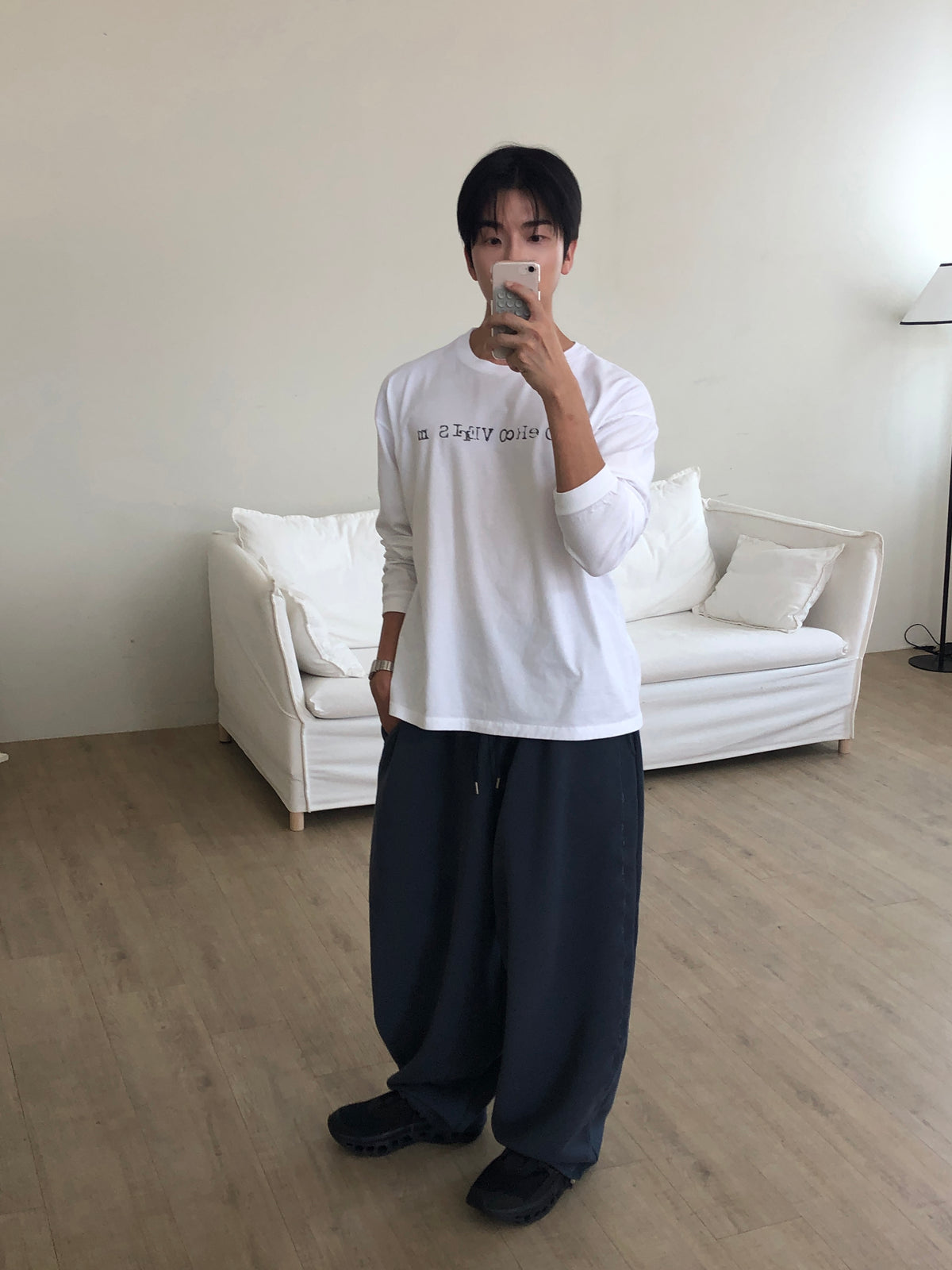 Chain Embroidery Pants - flat lay detail