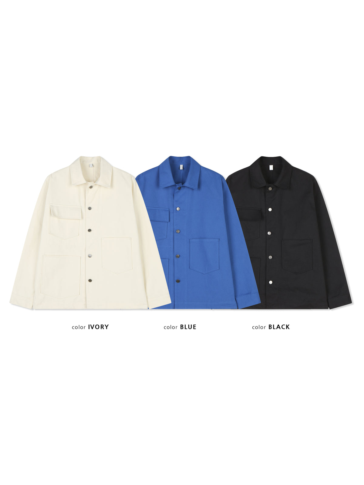 サファリワークジャケット カラーバリエーション IVORY BLUE BLACK