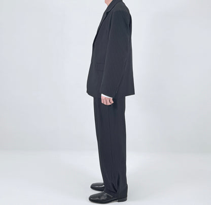 Pinstripe Oversized Blazer BLACK worn side