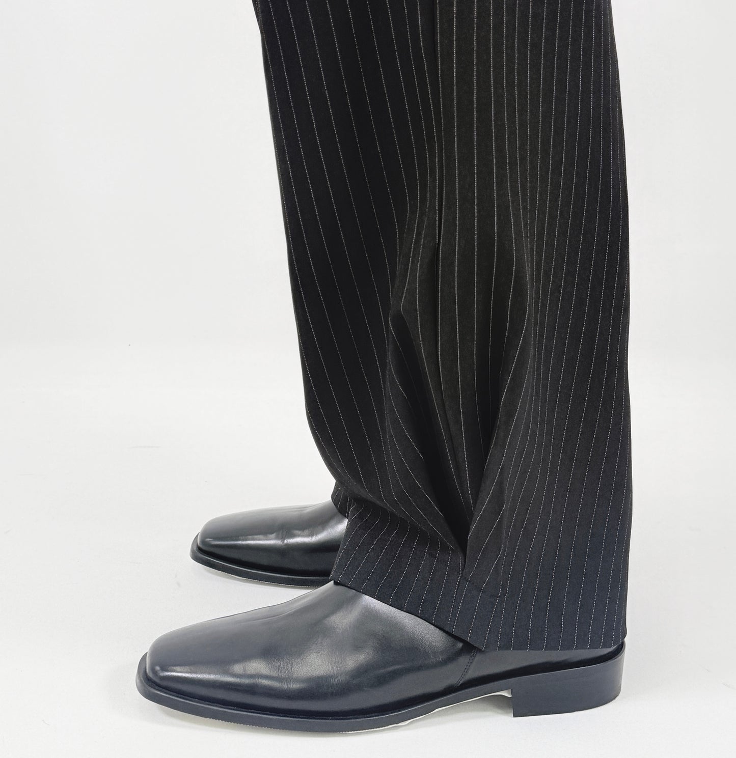 Pinstripe Oversized Blazer BLACK worn back