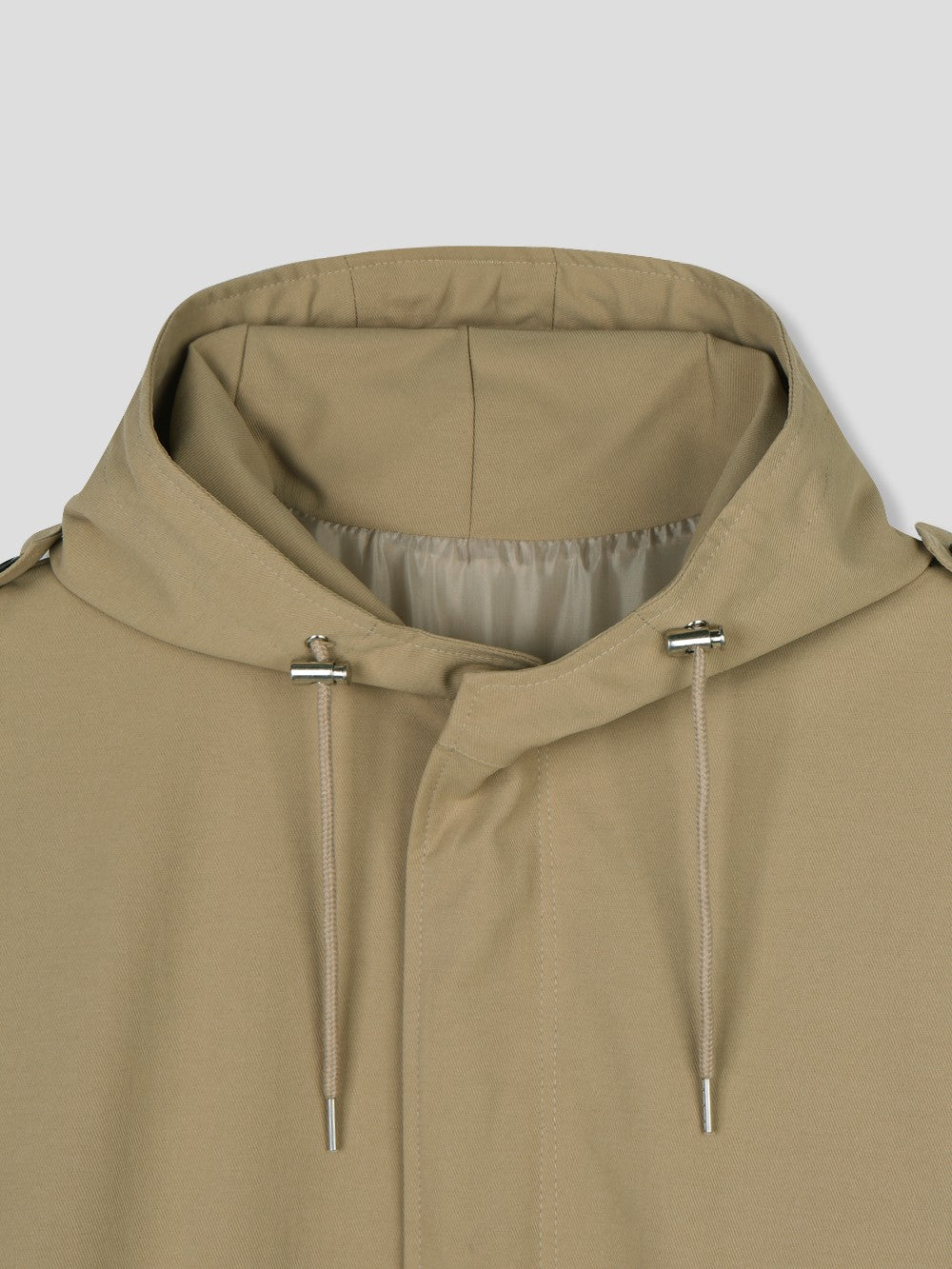 Log Field Hooded Coat hood front