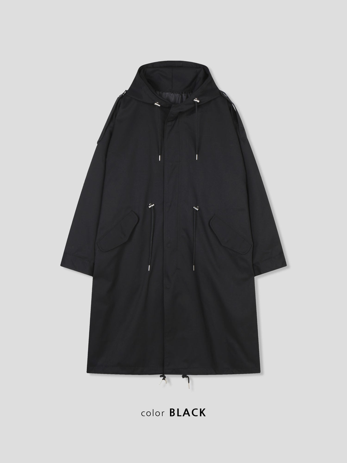 Log Field Hooded Coat BLACK