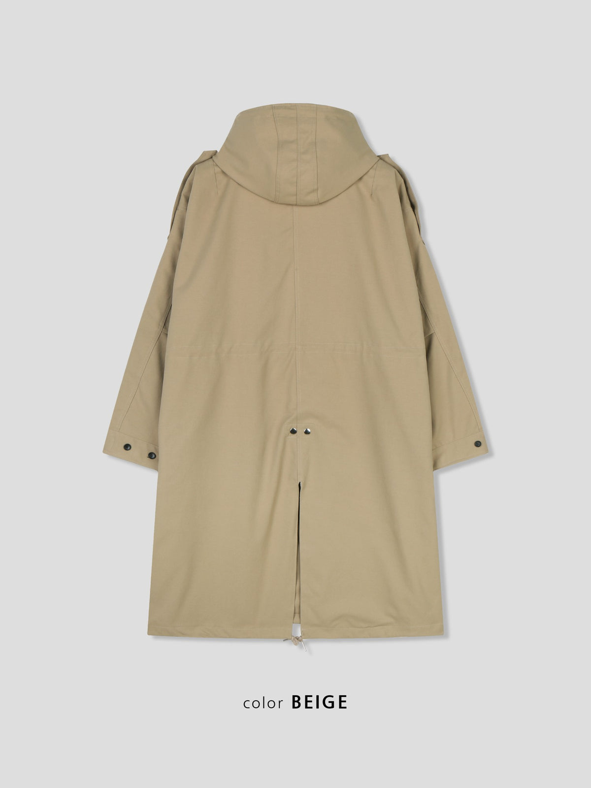 Log Field Hooded Coat BEIGE back