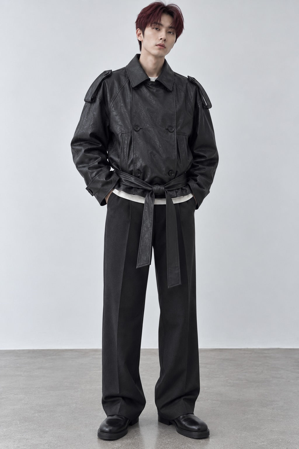 Mercy Faux Leather Short Trench Coat