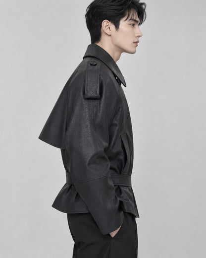 Mercy Faux Leather Short Trench Coat